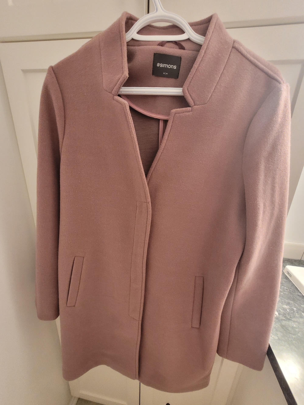 Simons Women's Dusty Rose Wool-Blend Stand Collar Coat